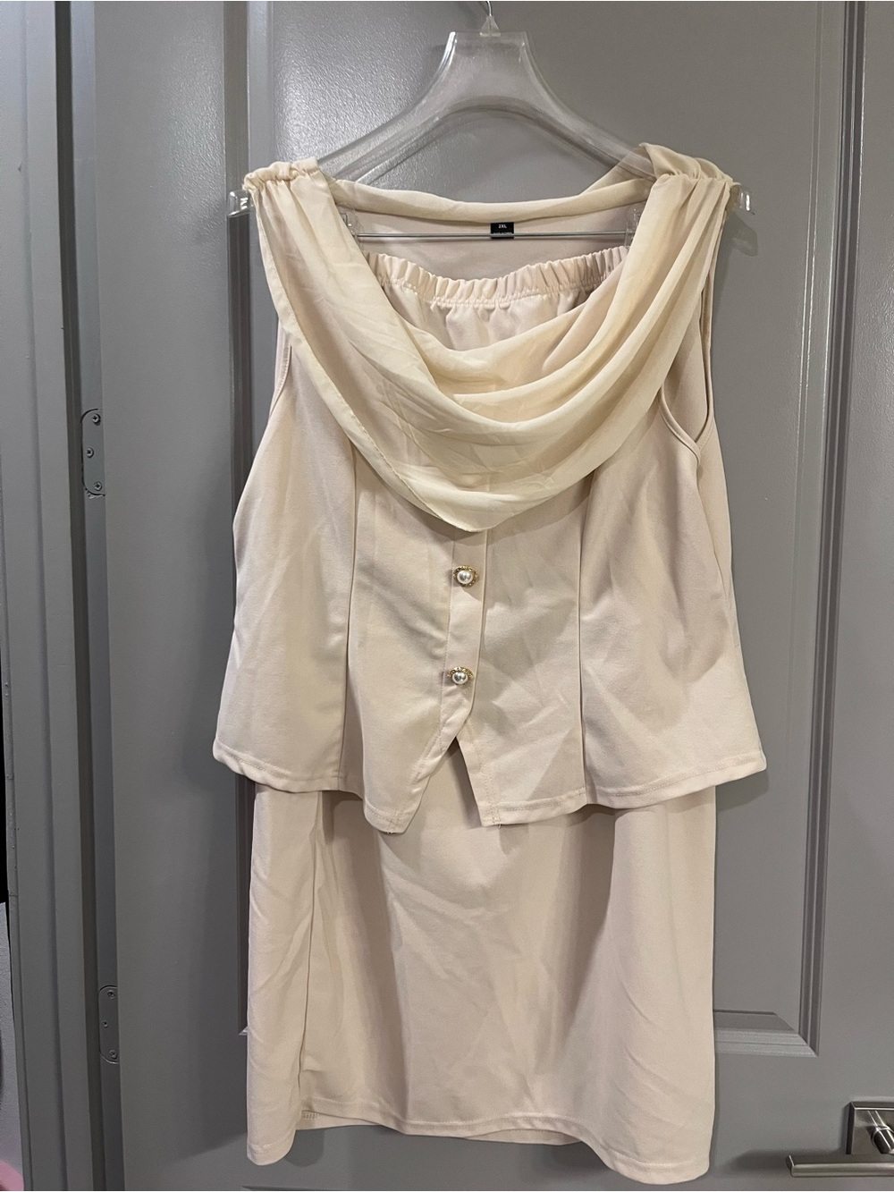 SHEIN Cream Draped Neckline Skirt Set